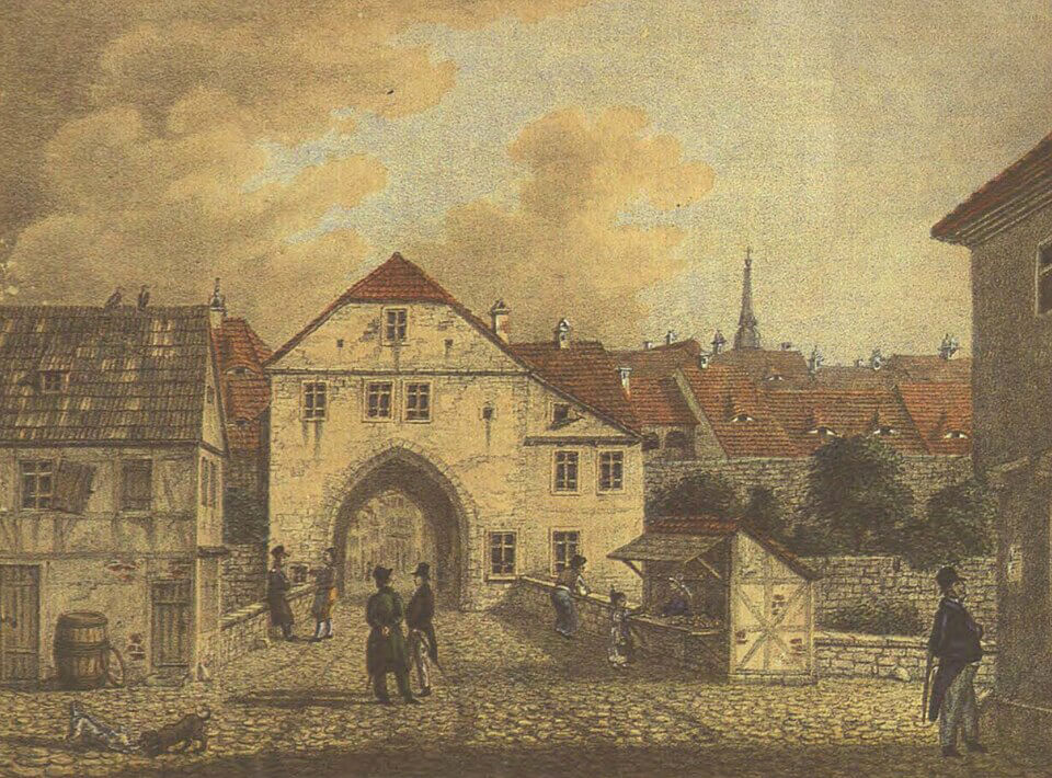 Stadtansicht von Naumburg an der Saale Kupferstich von Friedrich Bernhard Werner / Johann Georg Ringlin, 18. Jh.; Bildarchiv Foto Marburg (Public Domain Mark 1.0)